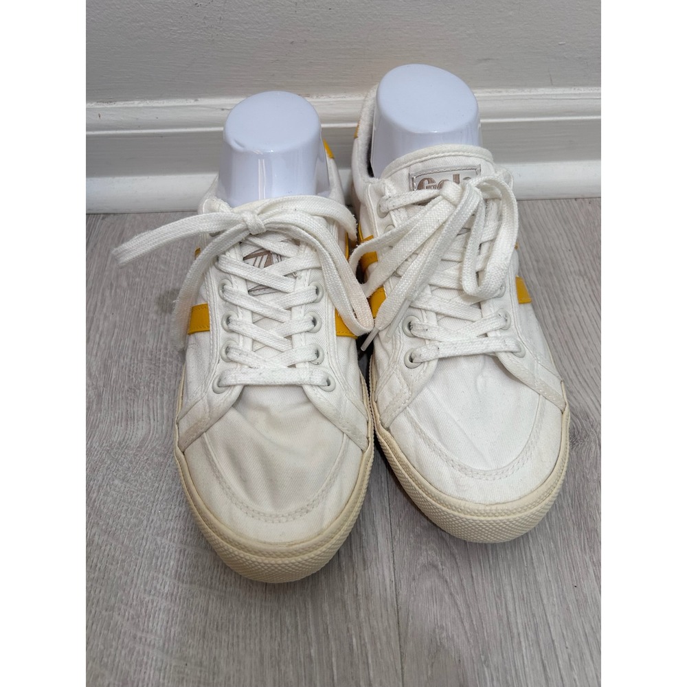Gola Stratus Women 8 Off-White Yellow Canvas Low Top Sneakers CLB620 Heritage - Picture 2 of 7